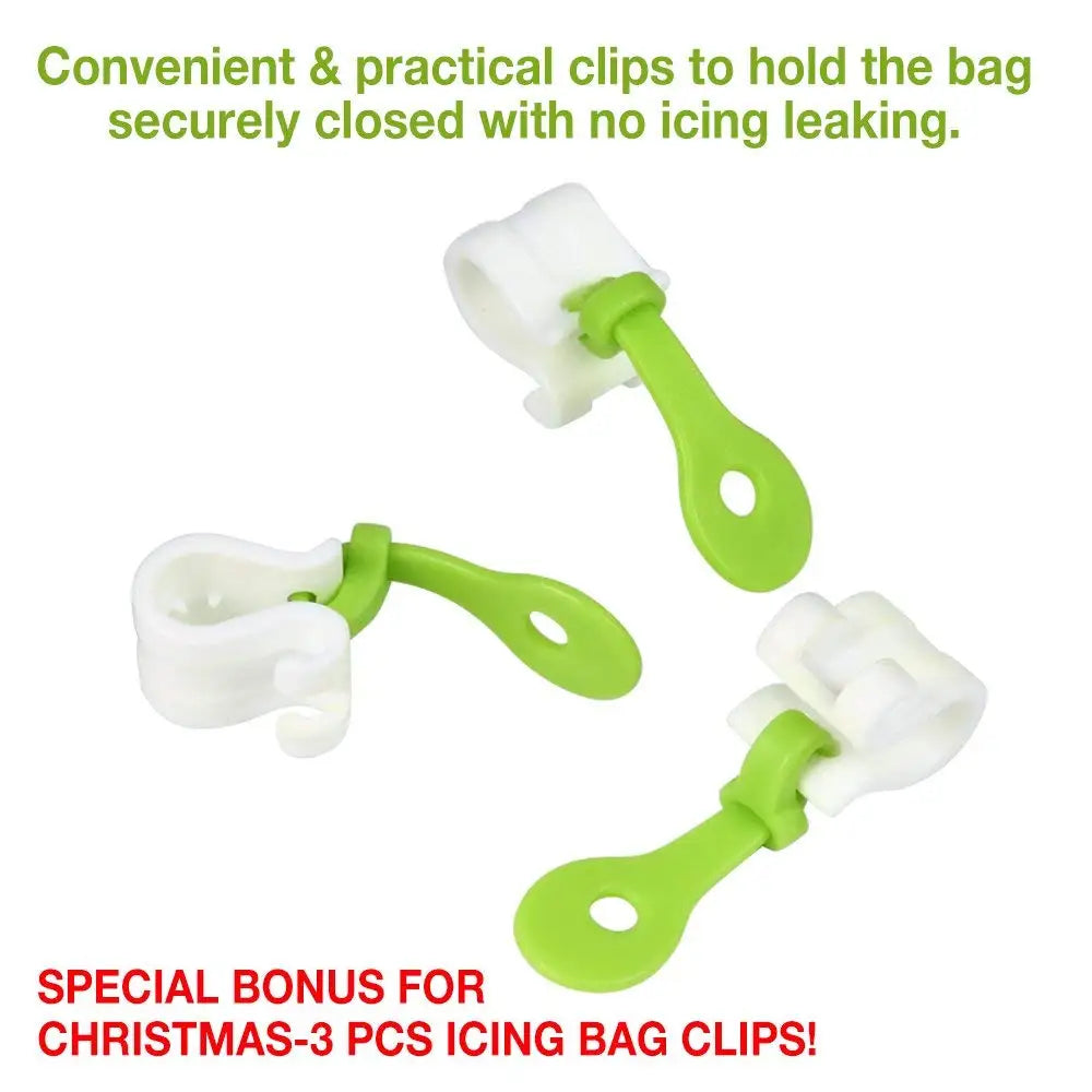 3 Piece Piping Bag Clips – Icing Bag Ties & Pastry Bag Buckles – Ideal for Mess-Free Cake Decorating & Frosting