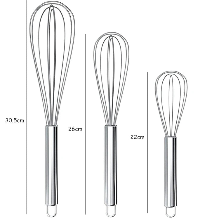 Stainless Steel Balloon Whisk – Wire Egg Whisk & Beater for Eggs, Cream & Milk – Best for Whipping, Mixing & Batters – Available in 8, 10 & 12 Inch or Set of 3