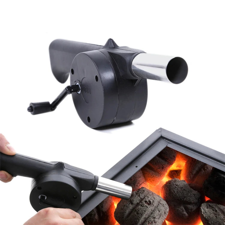 Stainless Steel Hand Crank BBQ Fan – Manual Air Blower & Fire Bellows – Ideal for Lighting Charcoal Grills, Campfires & Picnics