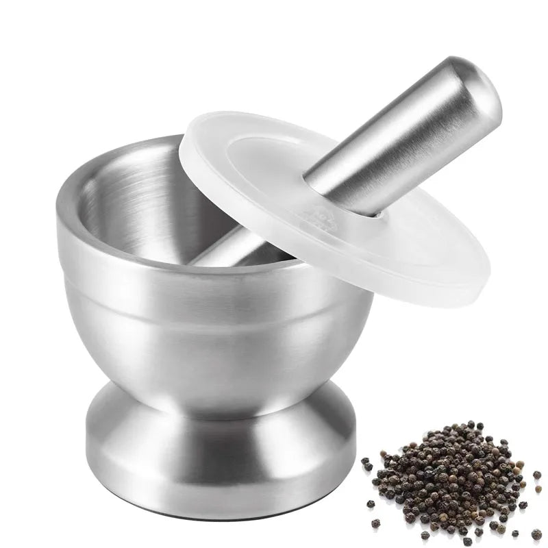 Stainless Steel Mortar & Pestle (2-Piece Set) – Spice, Herb & Pill Crusher Default Title