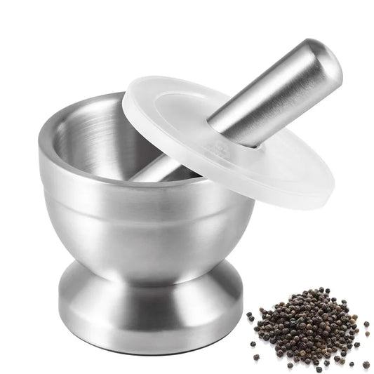 Stainless Steel Mortar & Pestle (2-Piece Set) – Spice, Herb & Pill Crusher Default Title