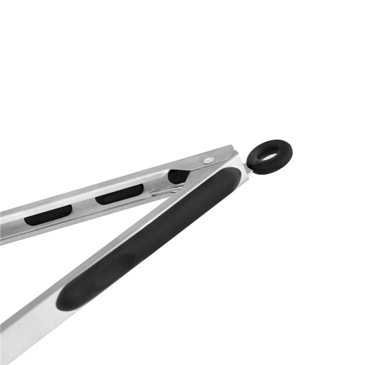 Locking Silicone Kitchen Tongs with Stainless Steel Handles – Non-Stick BBQ & Cooking Tongs – Best for Grilling, Frying & Serving – Available in Black & Red, 9 or 12 Inch