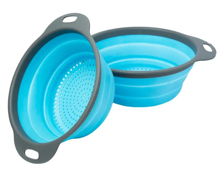 Round Folding Colander – Collapsible Fruit & Vegetable Washing Drain Basket – Best for Rinsing Produce & Draining Pasta – Available in Green, Red, Orange & Blue Colours
