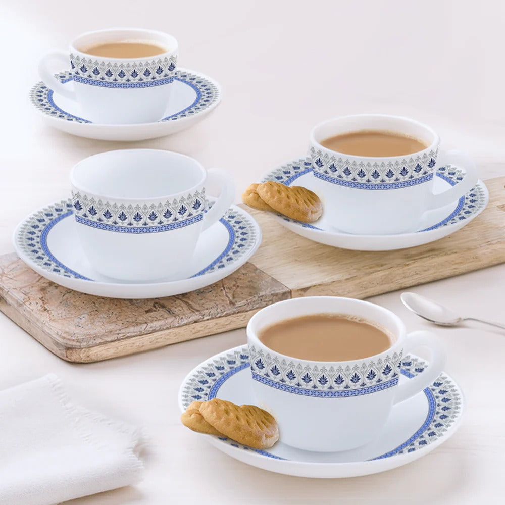 Opalware Ocean Cup & Saucers Set Set of 8 90ml