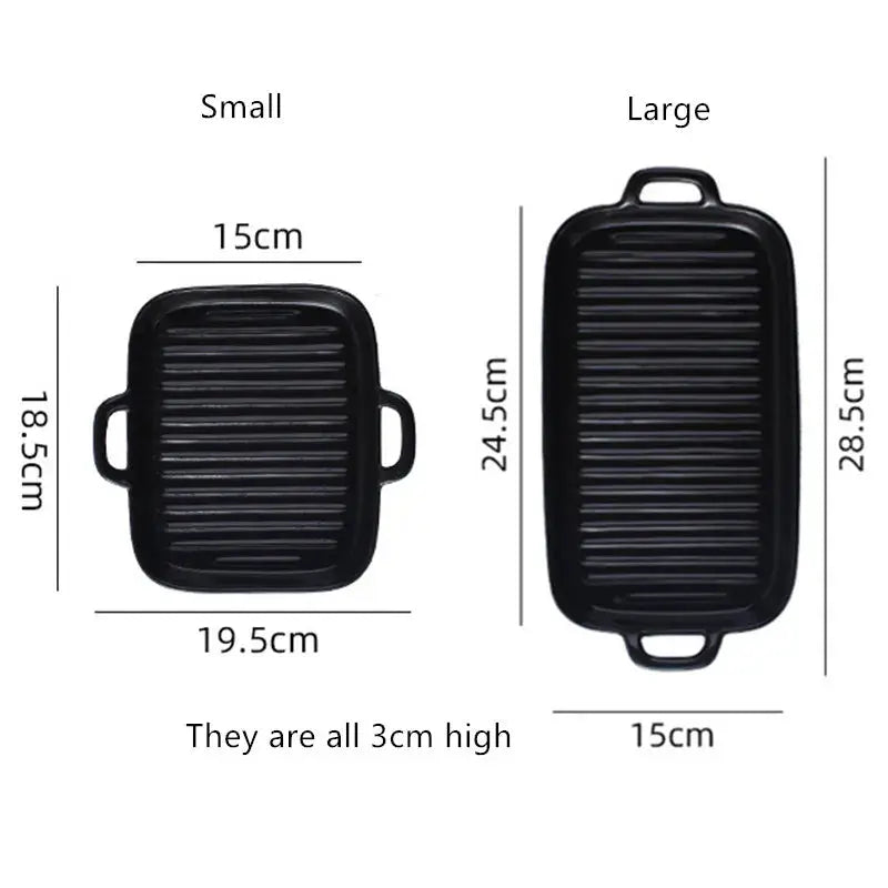 Rectangular Ceramic Baking Tray with Dual Handles – High-Temperature Resistant Porcelain Tray for Baking, Roasting, Chicken Wings, Vegetables, Desserts & Daily Meals – Non-Slip Bottom & Stackable Design for Oven, Microwave, Dishwasher & Refrigerator