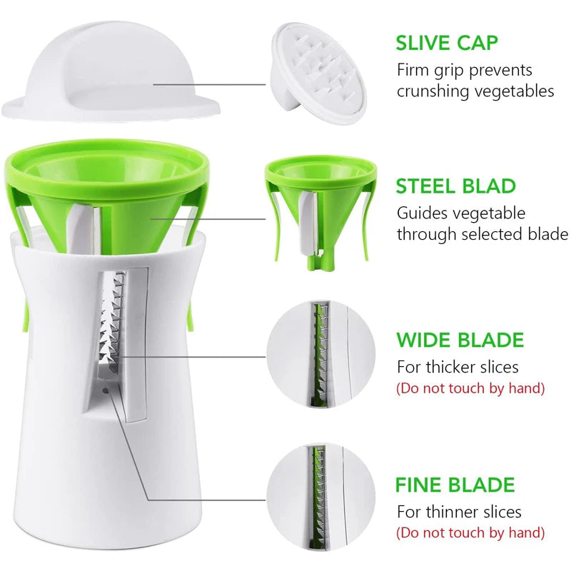 Heavy Duty Stainless Steel Spiralizer Vegetable Slicer – Spiral Cutter & Veggie Noodle Maker – Perfect for Courgetti, Carrot & Cucumber Noodles