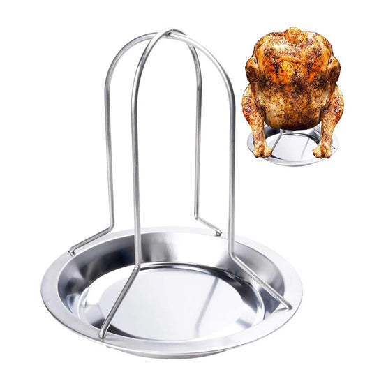 Carbon Steel Chicken Roaster Rack with Bowl – Vertical Chicken & Turkey Roasting Stand – Great for BBQ Grills & Oven Roasting Default Title