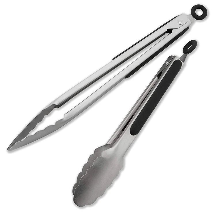 Stainless Steel Kitchen Tongs with Non-Slip Grip – Locking Grill & Salad Tongs – Perfect for BBQ, Steak & Serving Bread – Available in 9 Inch, 12 Inch, 14 Inch & 16 Inch
