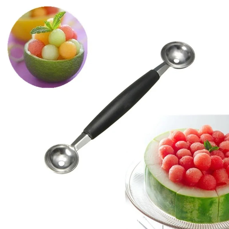 Double Ended Stainless Steel Melon Baller – Fruit & Ice Cream Ball Scoop – Best for Fruit Salads, Desserts & Garnishes