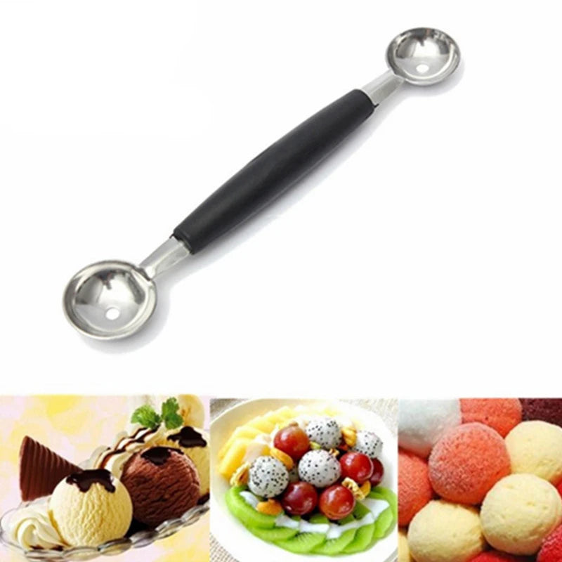 Double Ended Stainless Steel Melon Baller – Fruit & Ice Cream Ball Scoop – Best for Fruit Salads, Desserts & Garnishes