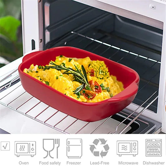Ceramic Rectangular Baking Dish – Oven, Microwave & Dishwasher Safe, Ideal for Lasagna, baked pasta, mac & cheese, and enchiladas (23.5 x 13.5 x 5 cm)