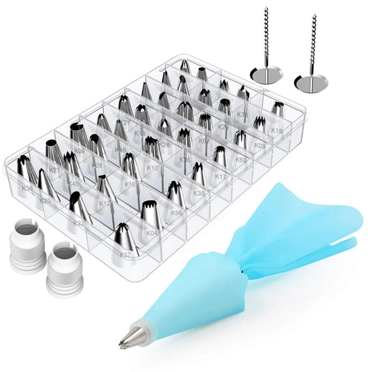 42 Piece Cake Decorating Kit – 36 Stainless Steel Icing Piping Nozzles, Pastry Bags, Flower Nails & Couplers – Great for Cupcakes & Celebration Cakes