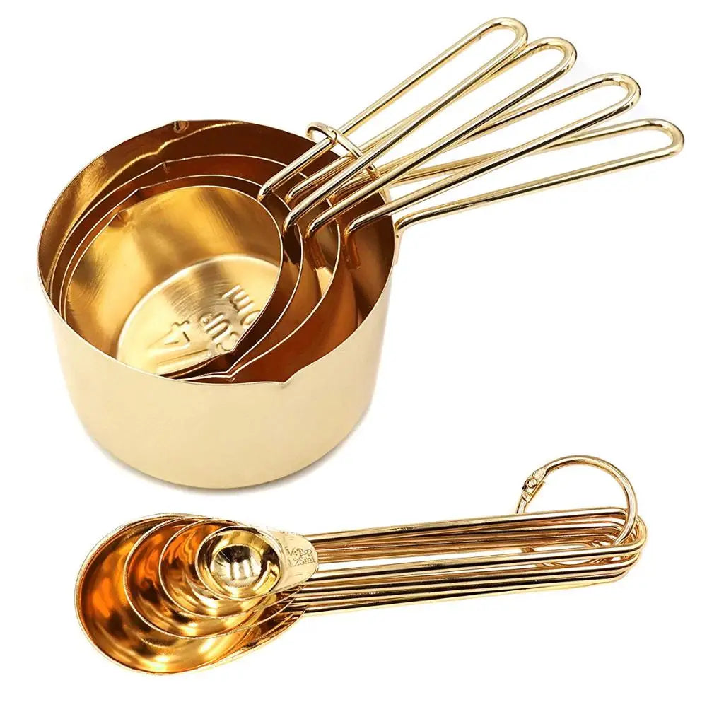 8-Piece Stainless Steel Measuring Spoons Set Rose Gold Kitchen Accessories For Baking