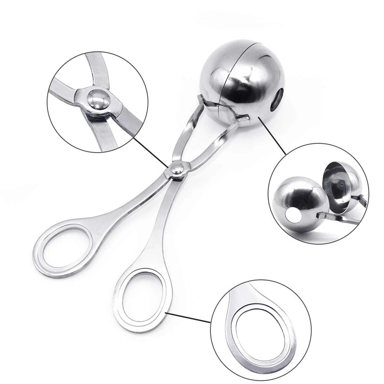 Stainless Steel Meatball Maker – Stuffed Meatball, Fish Ball & Rice Ball Scoop – Perfect for Meatballs, Rice Balls & Cake Pops – Available in Small & Large