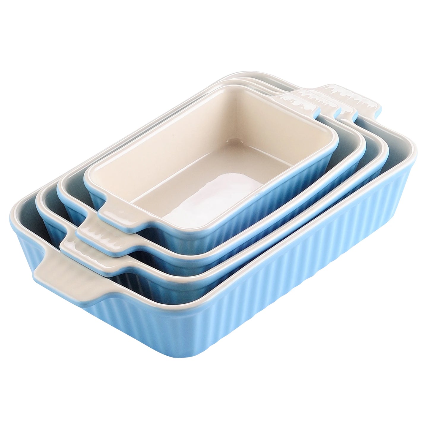 Ceramic Baking Dish Set of 4 BLUE United Kingdom
