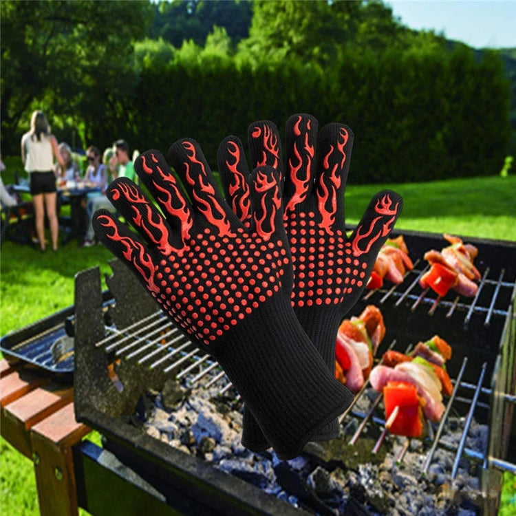 Extreme Heat Resistant BBQ Grill Gloves up to 800°C – Non-Slip Silicone Oven Mitts & Cooking Gloves – Best for Grilling, Baking & Handling Hot Pans