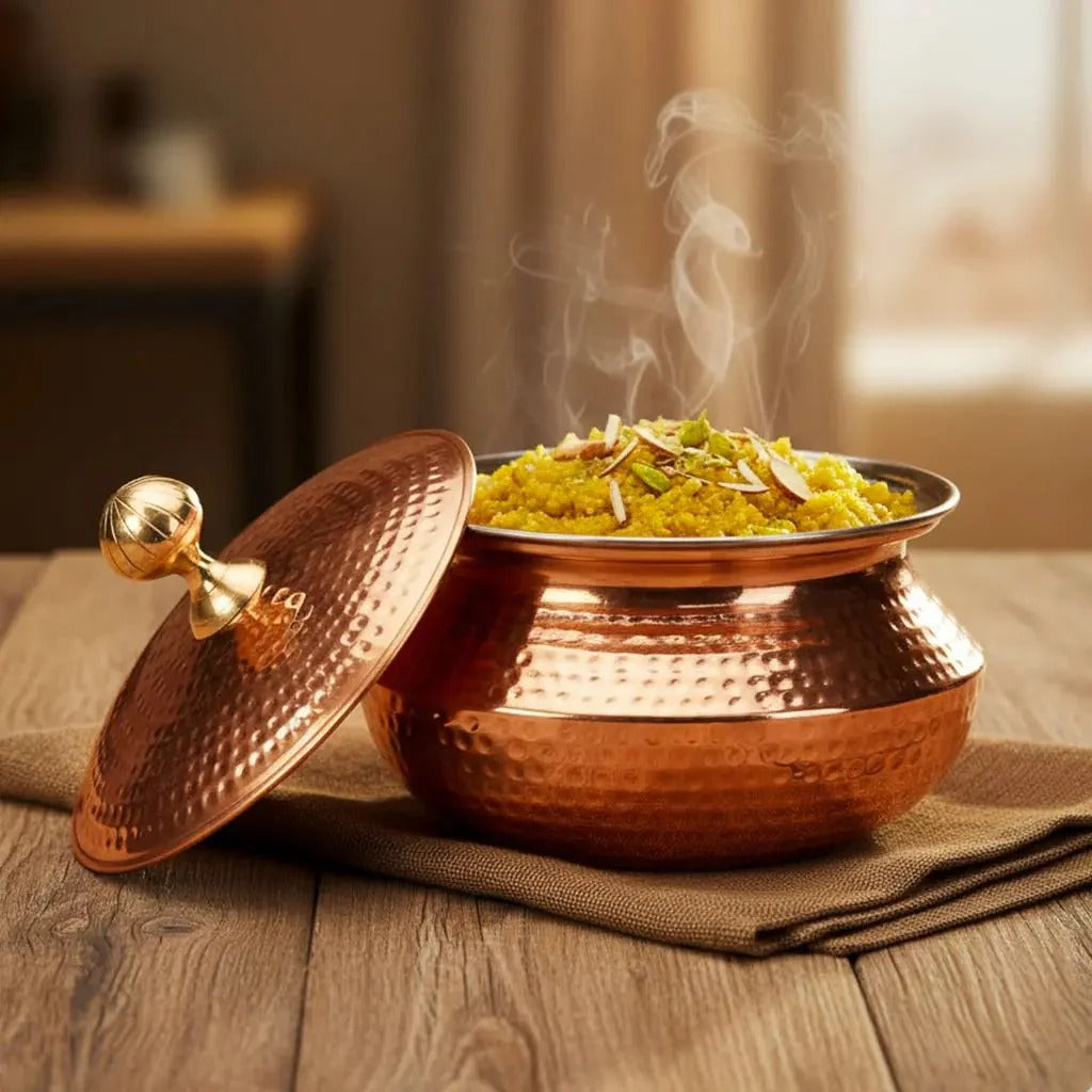 Copper Degchi with Lid Traditional Copper Cookware