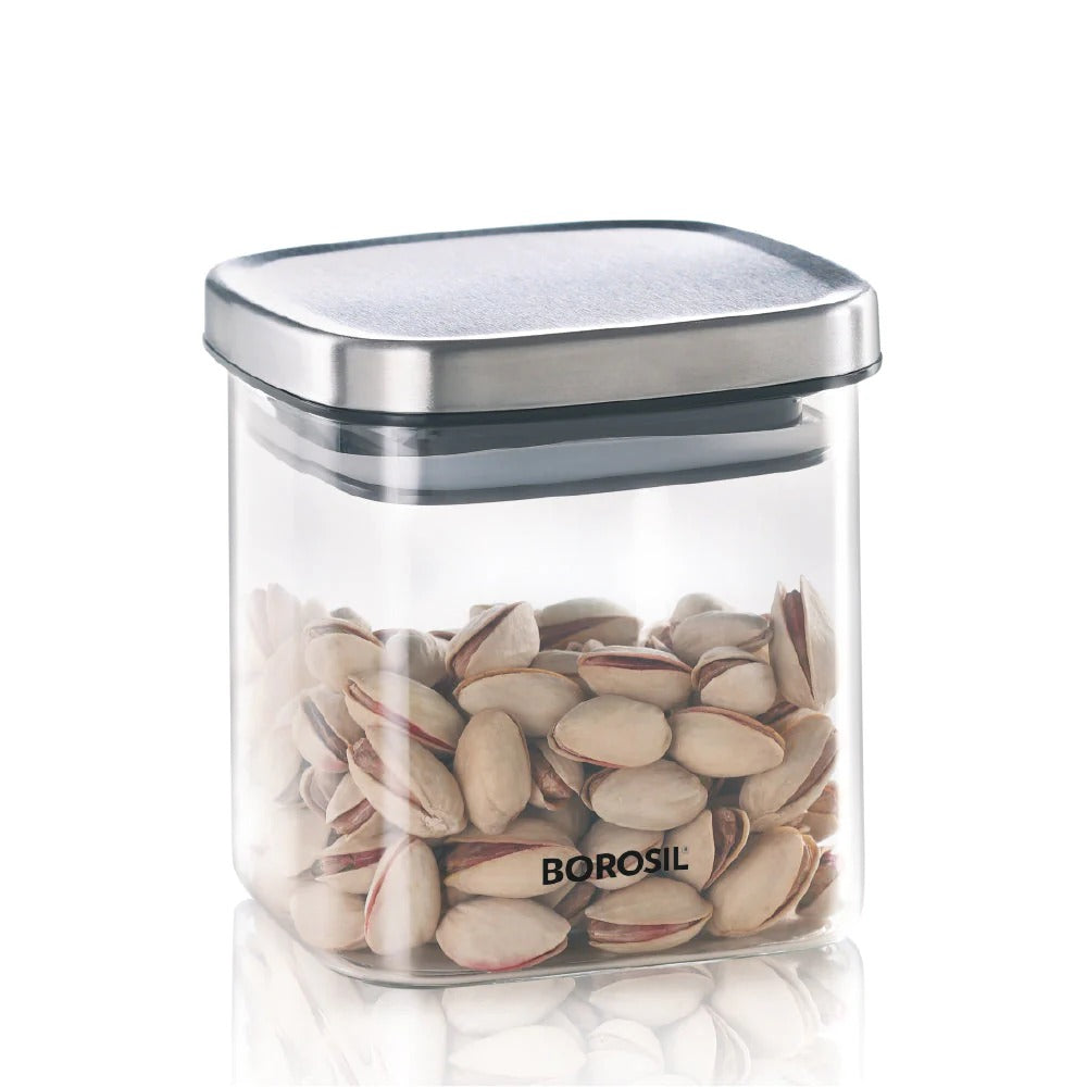 Classic Square Airtight Glass Storage Jar 600 ml