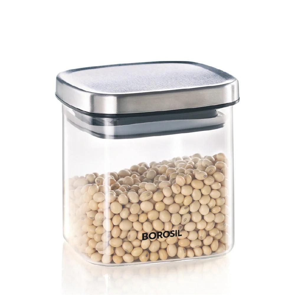 Classic Square Airtight Glass Storage Jar 600 ml