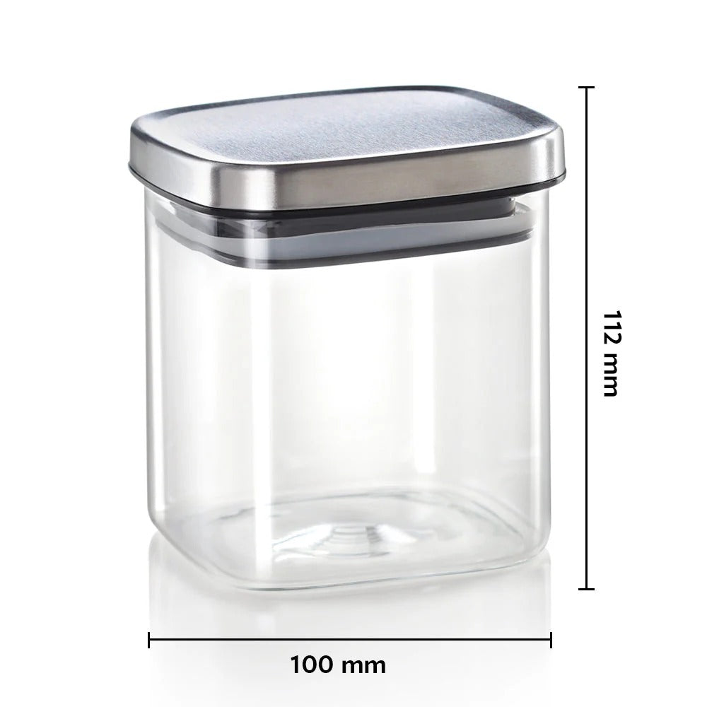 Classic Square Airtight Glass Storage Jar 600 ml