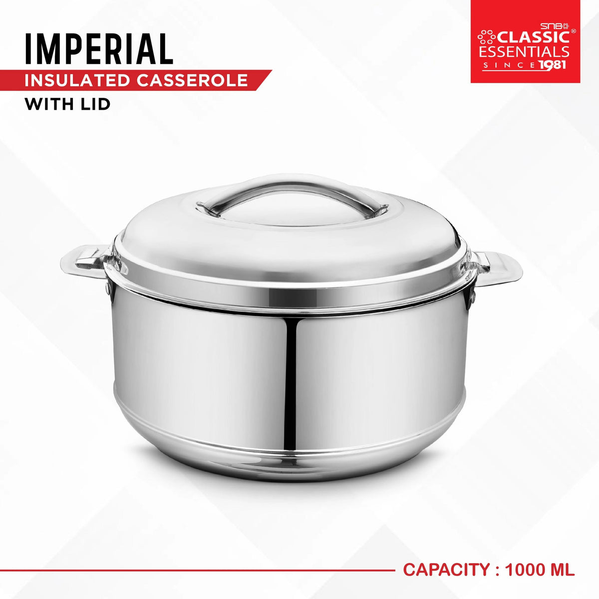 Stainless Steel Double Wall Insulated Casserole 1000 ml