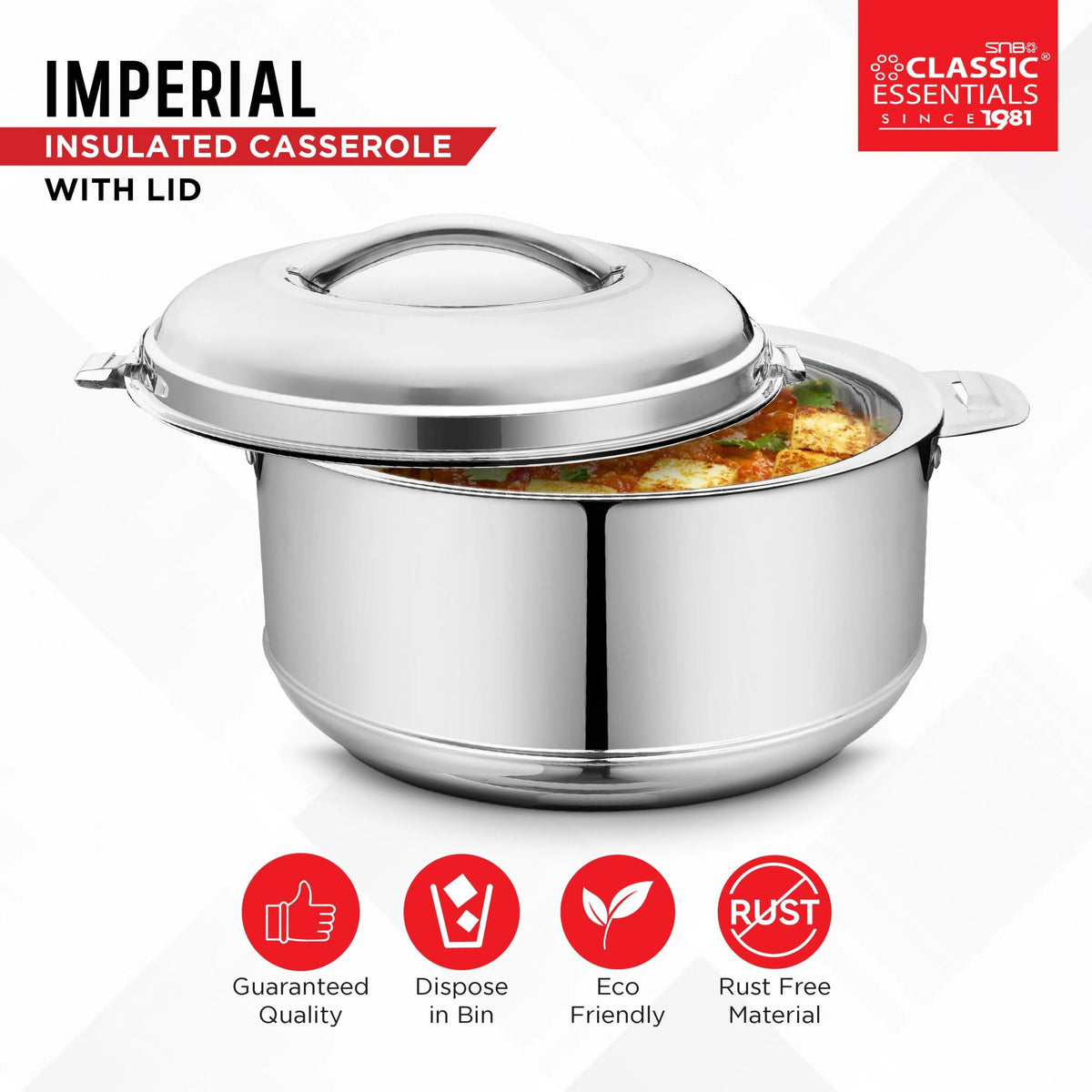Stainless Steel Double Wall Insulated Casserole 2000 ml