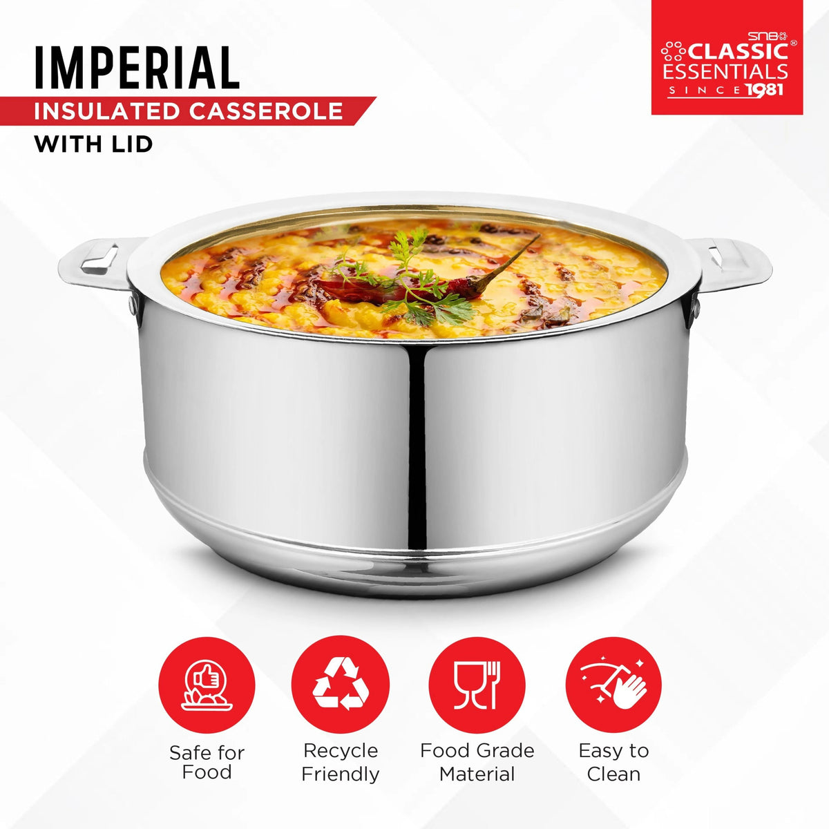 Stainless Steel Double Wall Insulated Casserole 1000 ml