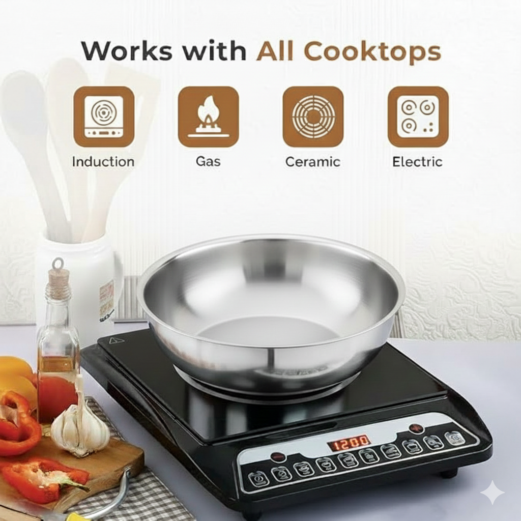 Tri-ply Stainless Steel Tasra/Taslas, Even Heat Distribution, Less Oil Cooking, Premium Quality