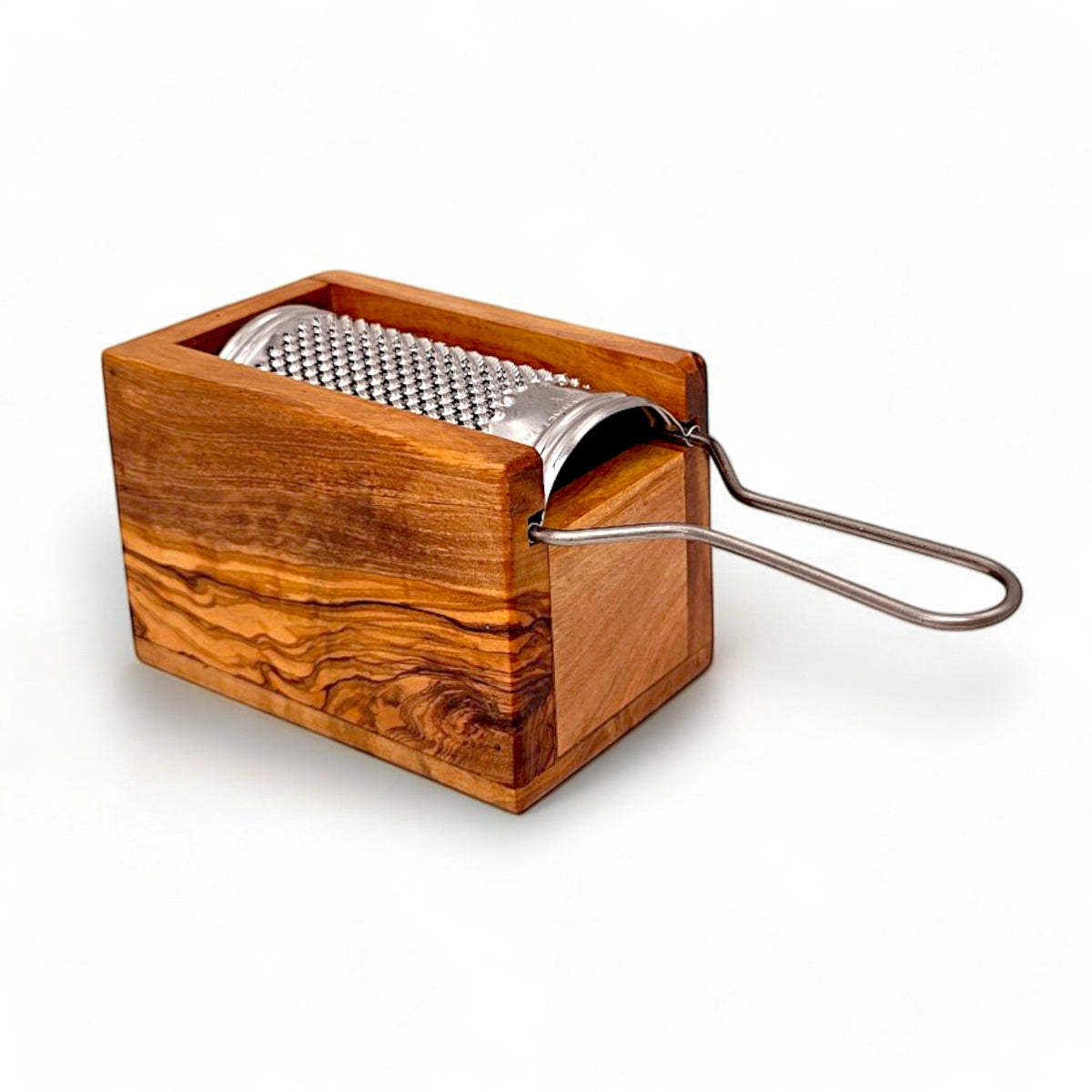 Olive Wood Cheese Grater Box Set | Stainless Steel Hand Shredder with Catcher