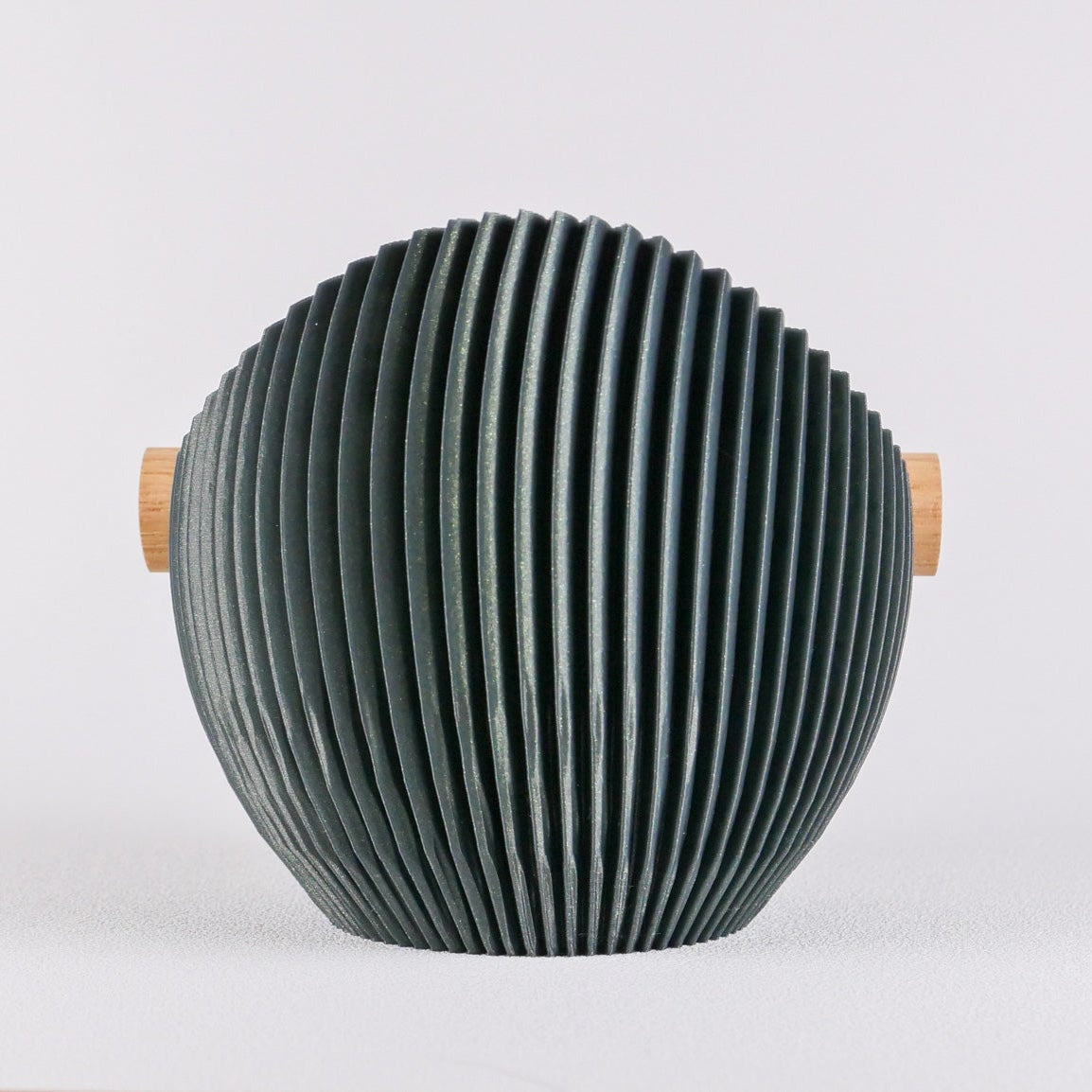 Sculptural Ribbed Espresso Knock Box with Oak Bar