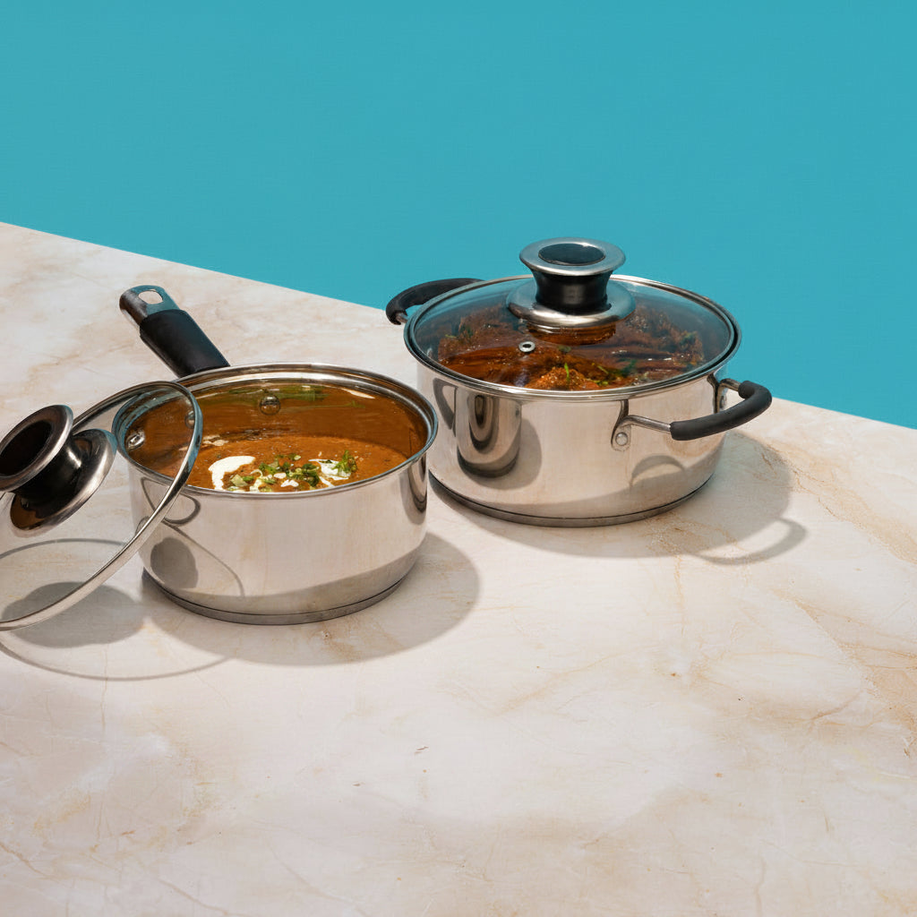 Stainless Steel Induction Friendly Master Chef Cookware Set Piece Set of 2