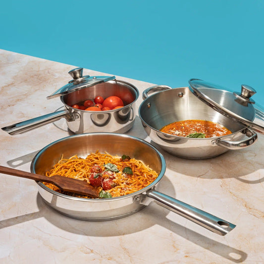 Stainless Steel Modena Cookware Set 3 Piece Induction Friendly
