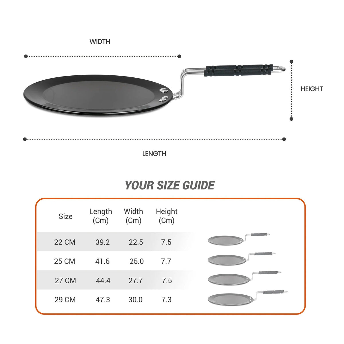 Hard Anodised Induction Tawa - 25 cm