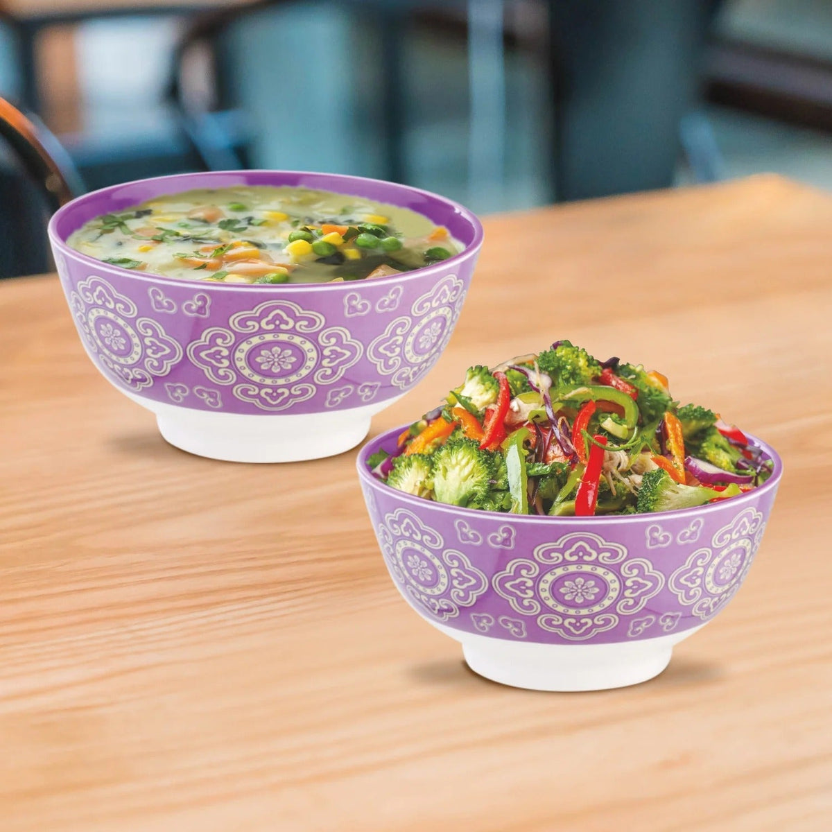 Melamine Noodle Bowl DLX Set of 2 350 ml Each Liberty Purple