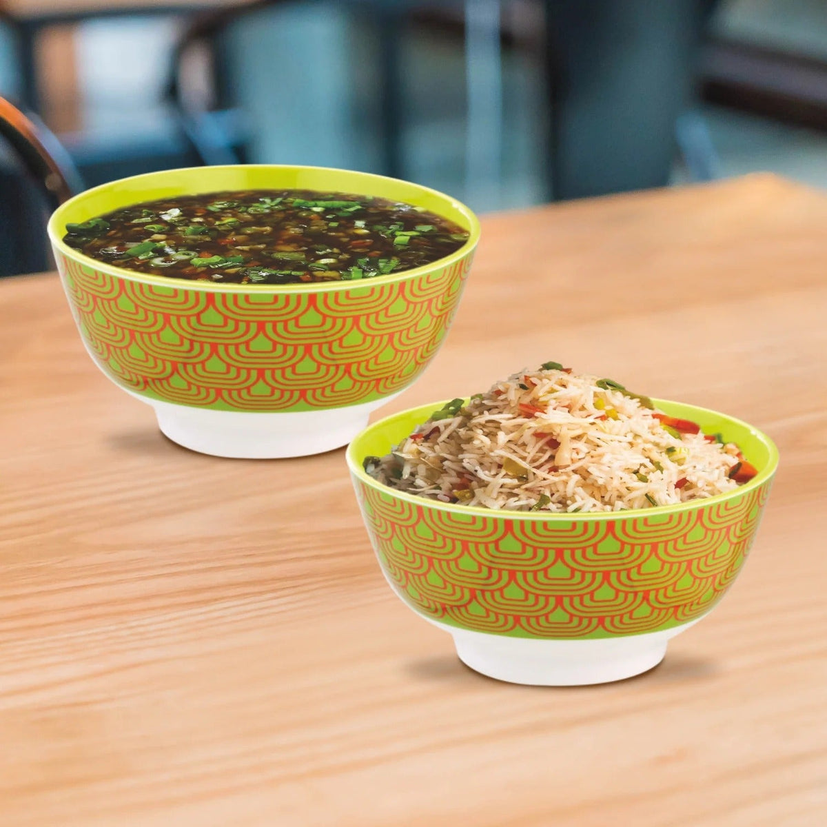 Melamine Noodle Bowl DLX Set of 2 350 ml Each Imperial Green