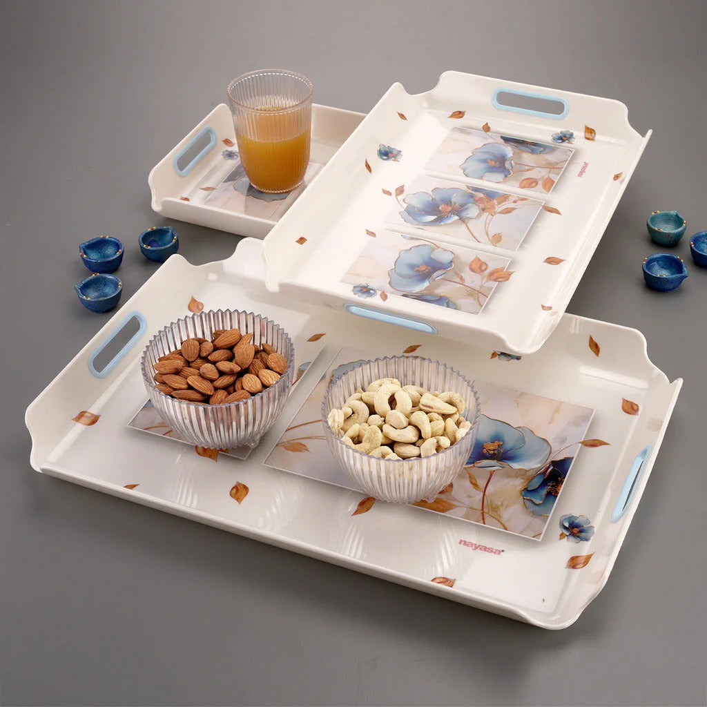 Modern Serving Tray Set of 3 (S+M+B) Blue