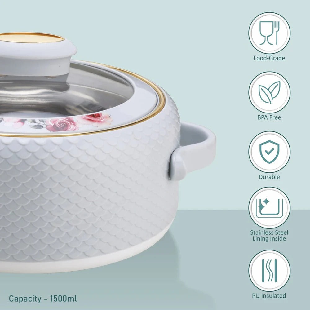 Coral Glass Lid Insulated Casserole 1500 ml