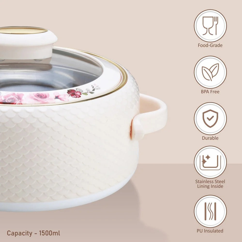 Coral Glass Lid Insulated Casserole 1500 ml