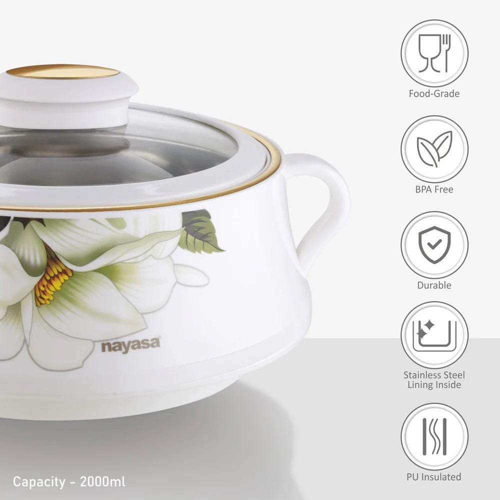 Lorenzo Glass Lid Insulated Casserole 1500 ml