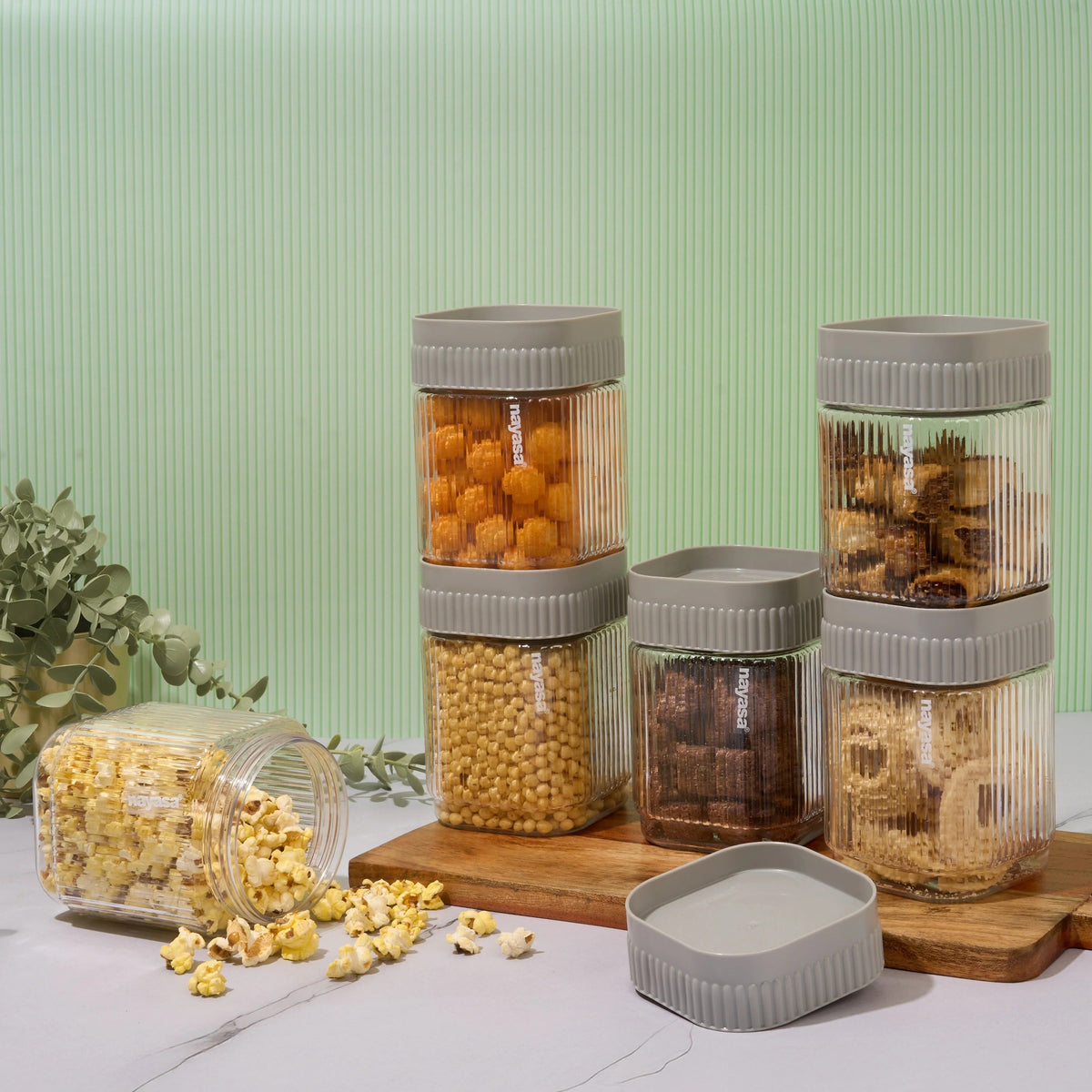 Refresh Airtight Food Storage Container Set of 6 Grey 750 ml