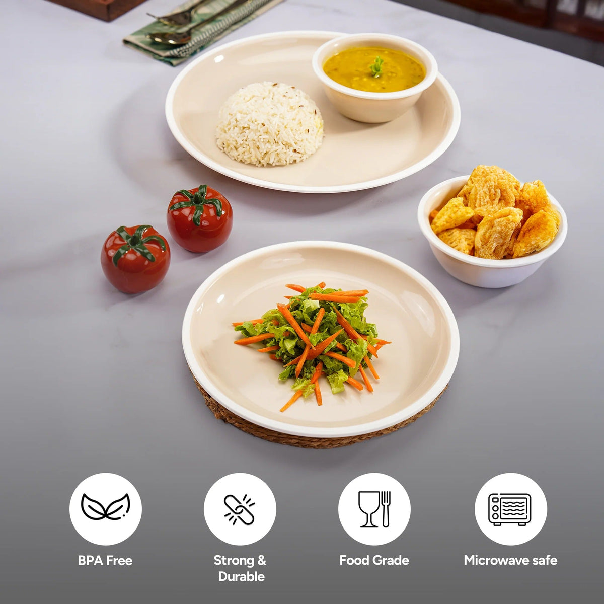 Round Plastic Half Plate Set of 6