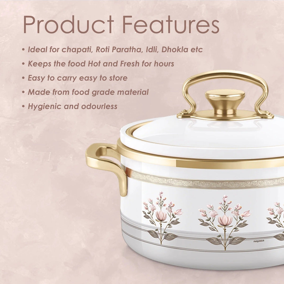 Rachel Premium Insulated Casserole Big Set of 3 (1000 ml+1500 ml+2000 ml)