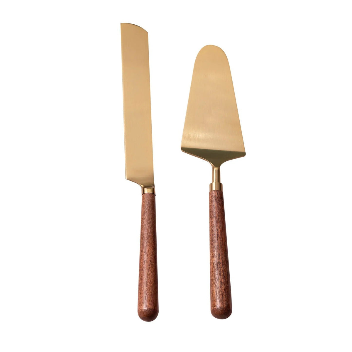 Elegant Cake Server Wooden Handle Set of 2