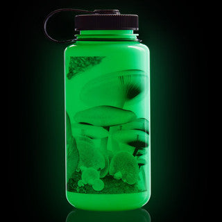 32oz / 1L Wide Mouth Water Bottle GLO WYLD Black Mushrooms