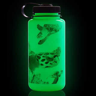 32oz / 1L Wide Mouth Water Bottle GLO WYLD Black Turtle