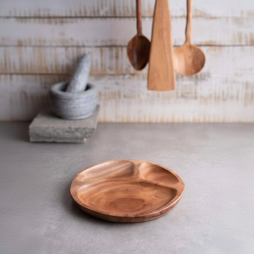 Neem Wood Dinner Plate Kids Plate - Medium