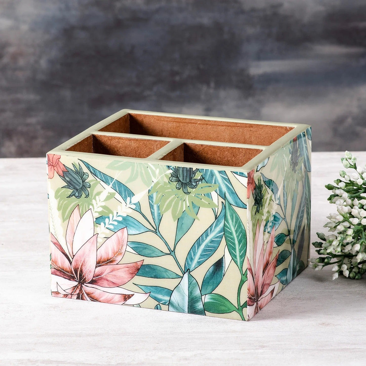 Enamel MDF Cutlery Holder Printed Design Large