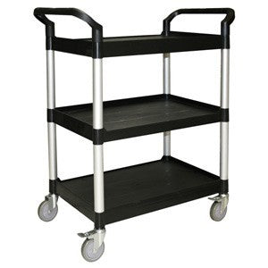 Compact Utility Black Trolley 3-Tier Black Bussing Trolley