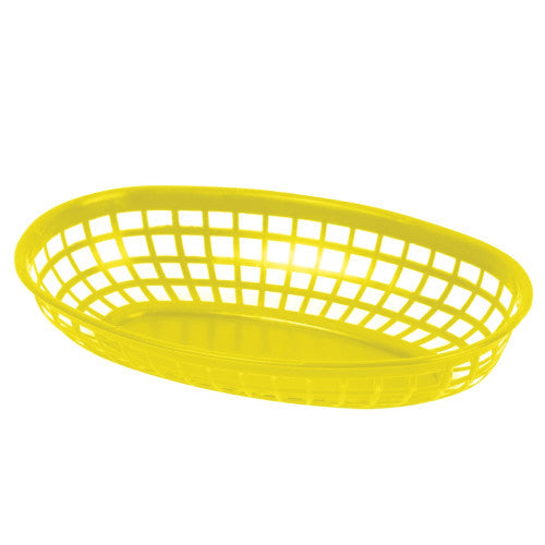 Plastic Yellow Oval Fast Food Basket 237mm - Pack of 12