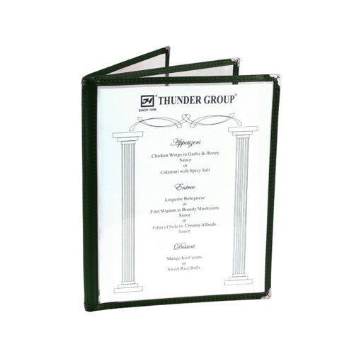 3 Page Book Fold Green Menu Cover 216mm x 279mm